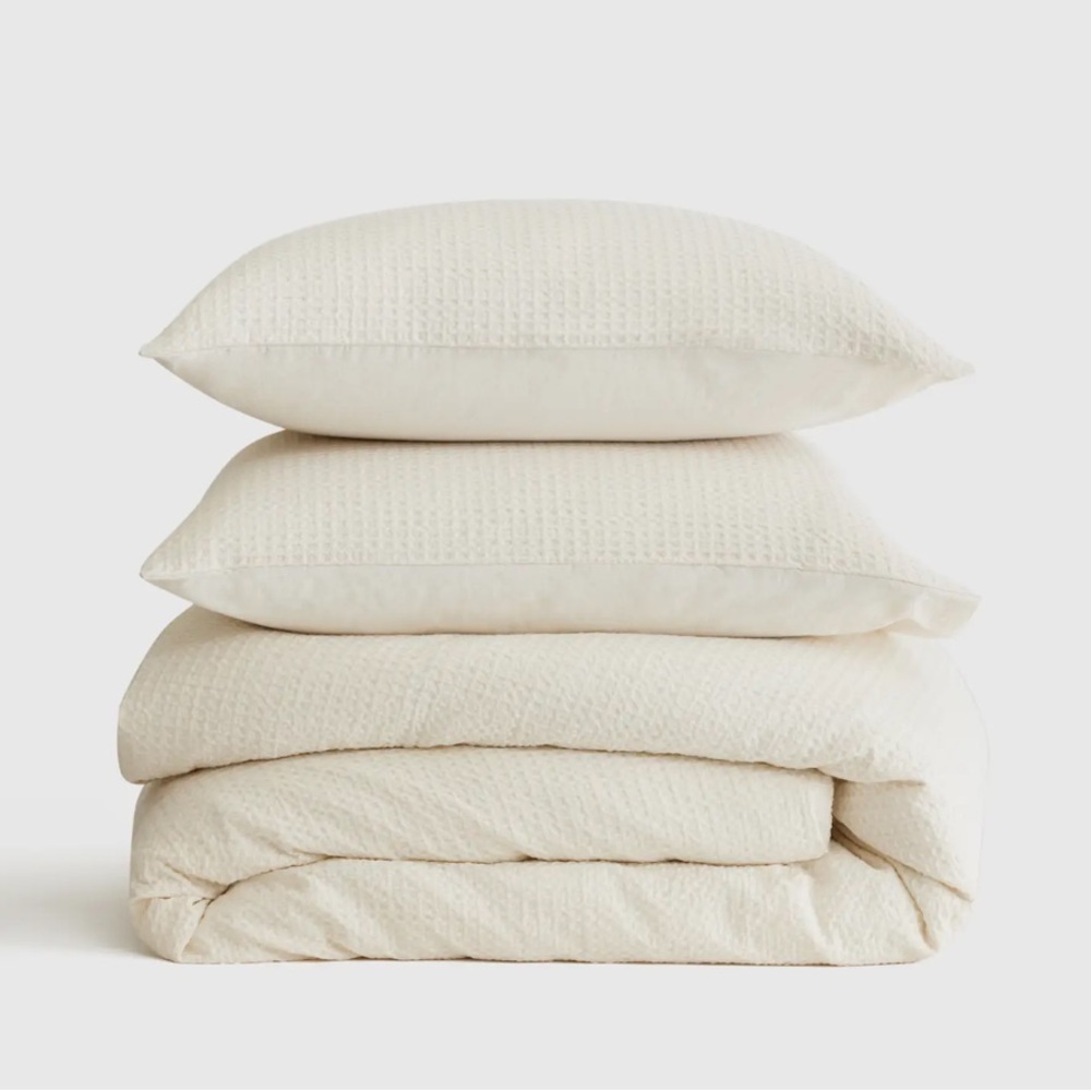 Organic Luxe Waffle Duvet Cover Set Queen